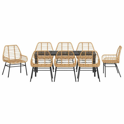 Garten Essgruppe 9 pcs Braun Poly-Rattan