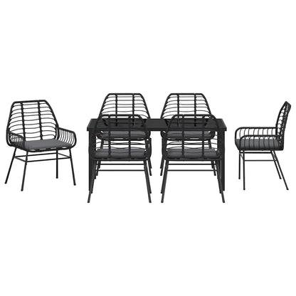 Garten Essgruppe 7 pcs Schwarz Poly-Rattan