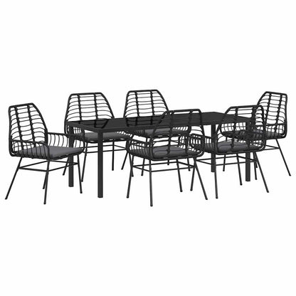 Garten Essgruppe 7 pcs Schwarz Poly-Rattan