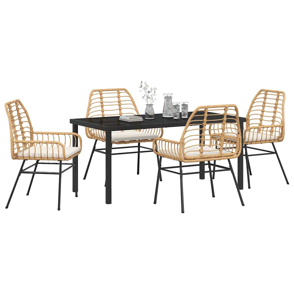 Garten Essgruppe 5 pcs Braun Poly-Rattan