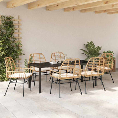 Garten Essgruppe 7 pcs Braun Poly-Rattan