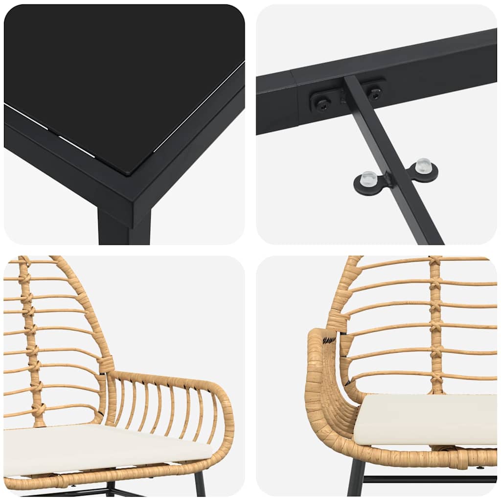 Garten Essgruppe 9 pcs Braun Poly-Rattan