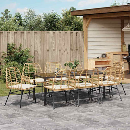 Garten Essgruppe 9 pcs Braun Poly-Rattan