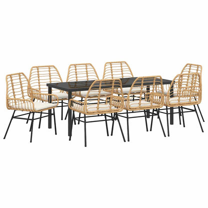 Garten Essgruppe 9 pcs Braun Poly-Rattan