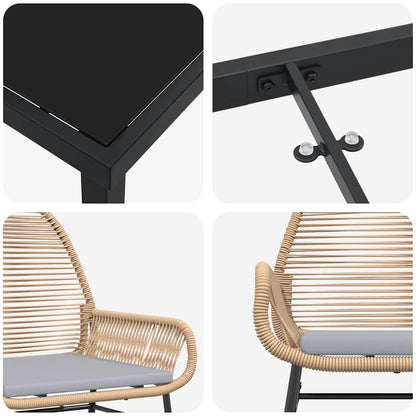 Garten Essgruppe mit Kissen 9 pcs Braun Poly-Rattan