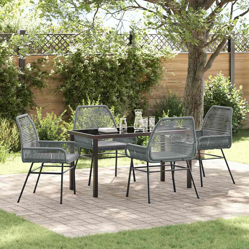 Garten Essgruppe mit Kissen 5 pcs Grau Poly-Rattan