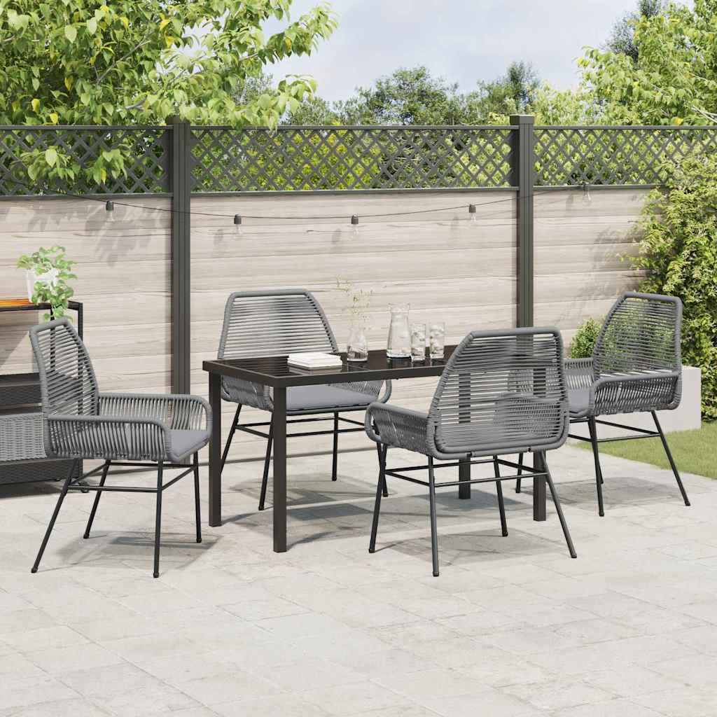 Garten Essgruppe mit Kissen 5 pcs Grau Poly-Rattan