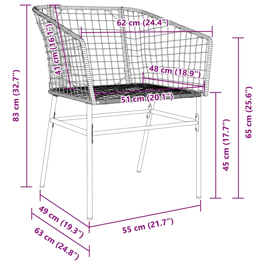 Garten Essgruppe 5 pcs Schwarz Poly-Rattan