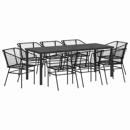 Garten Essgruppe 9 pcs Schwarz Poly-Rattan