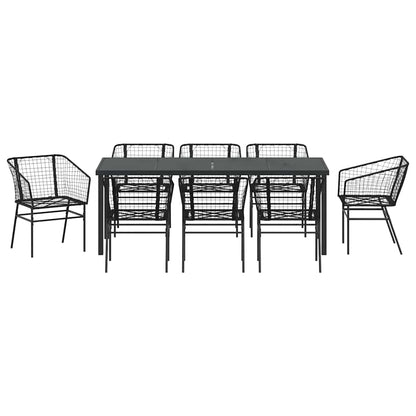 Garten Essgruppe 9 pcs Schwarz Poly-Rattan