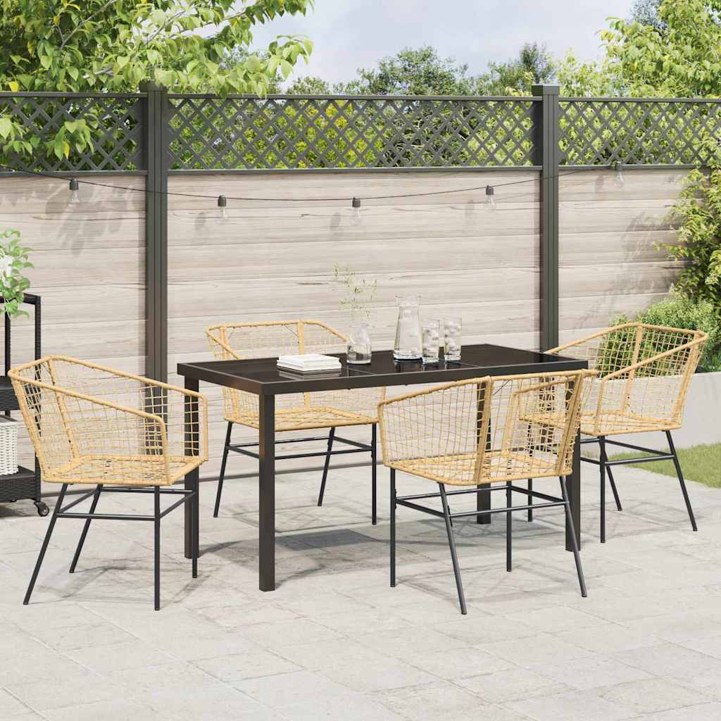 Garten Essgruppe 5 pcs Braun Poly-Rattan
