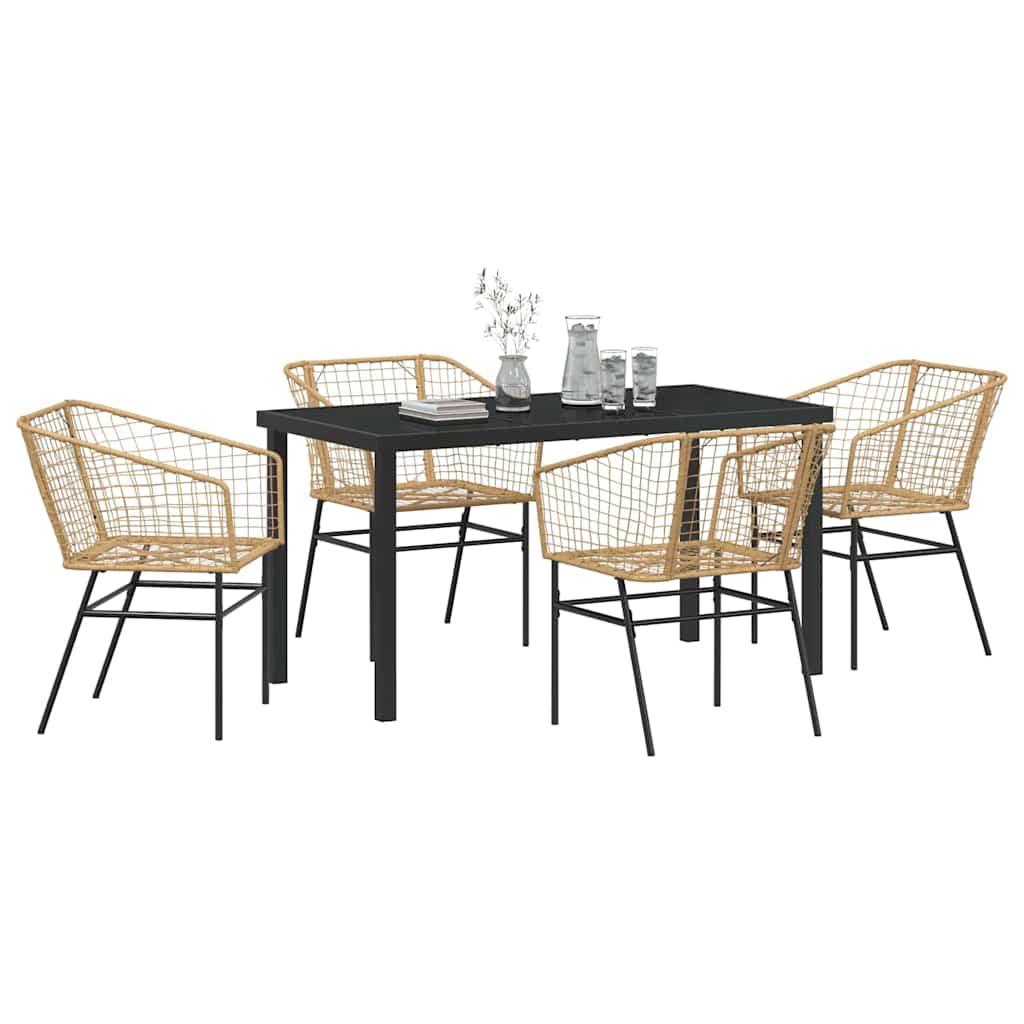 Garten Essgruppe 5 pcs Braun Poly-Rattan