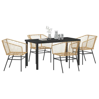Garten Essgruppe 5 pcs Braun Poly-Rattan