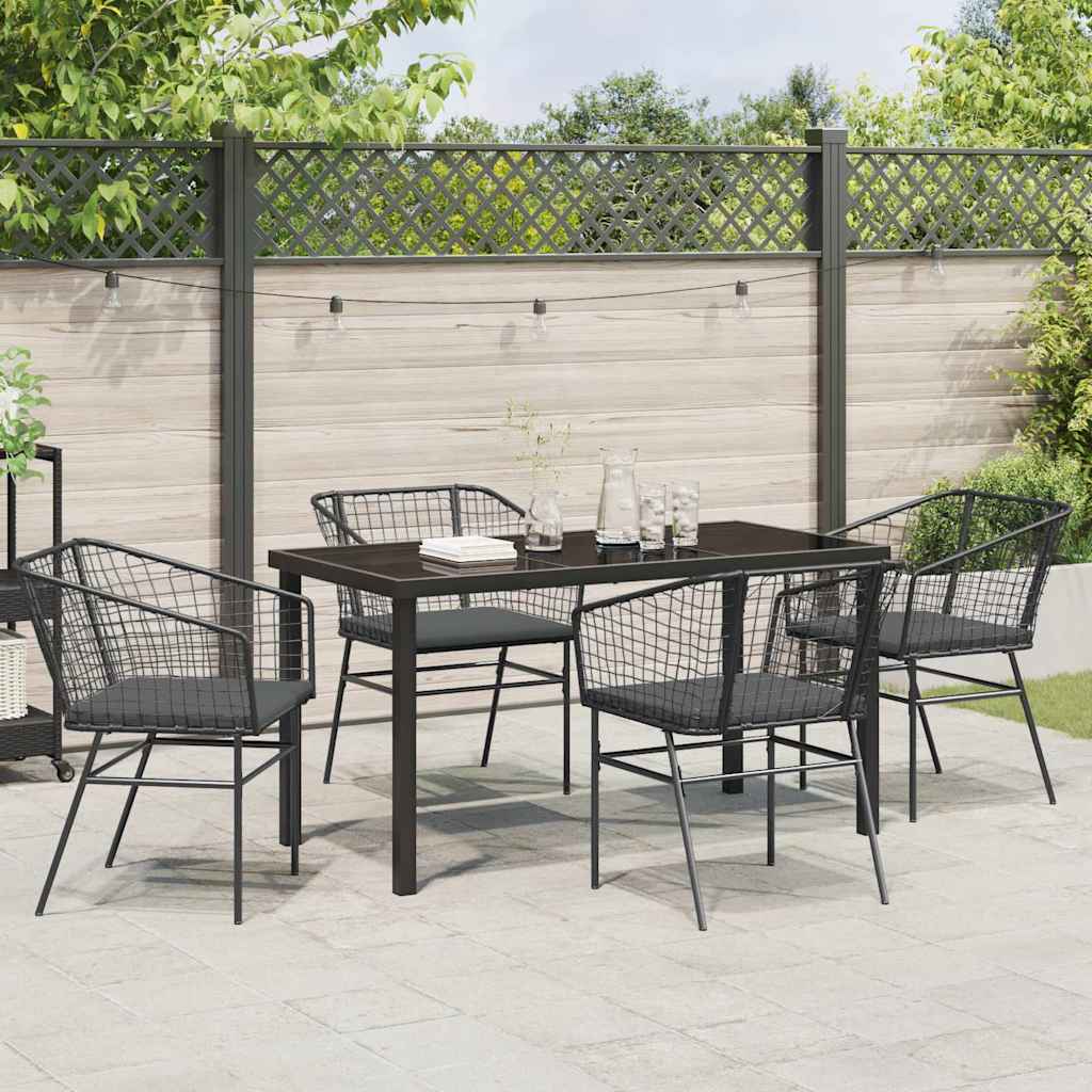 Garten Essgruppe 5 pcs Schwarz Poly-Rattan