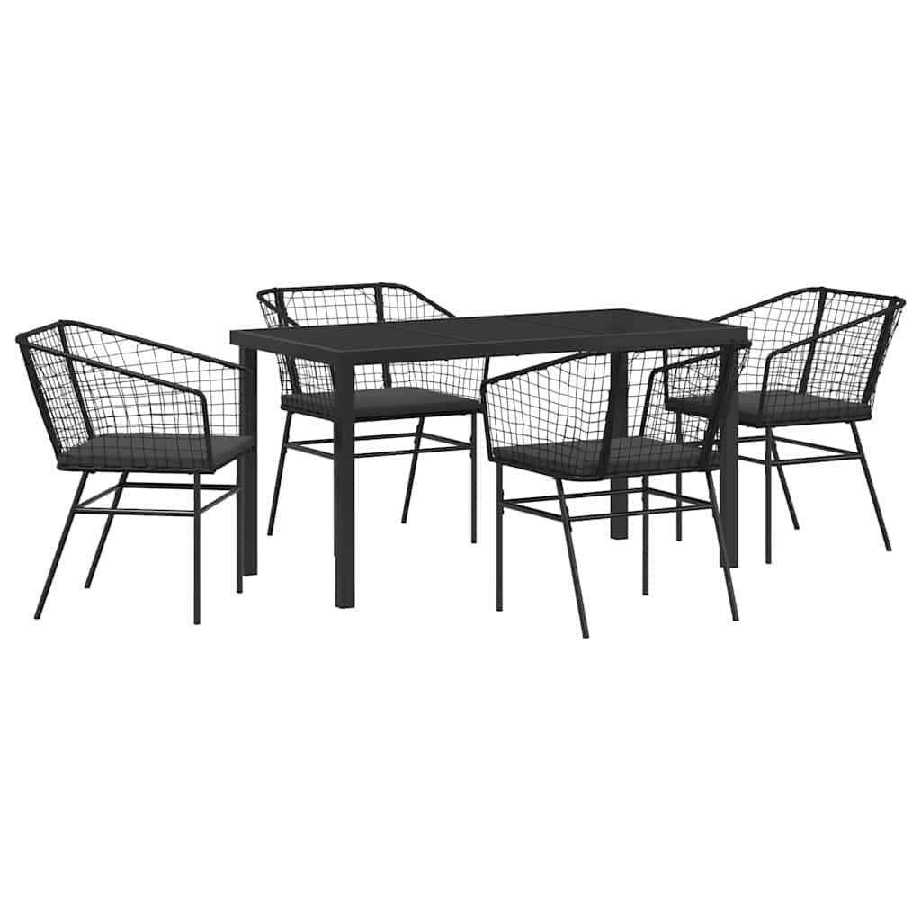 Garten Essgruppe 5 pcs Schwarz Poly-Rattan