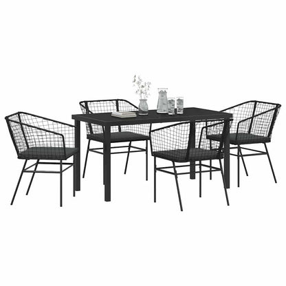 Garten Essgruppe 5 pcs Schwarz Poly-Rattan
