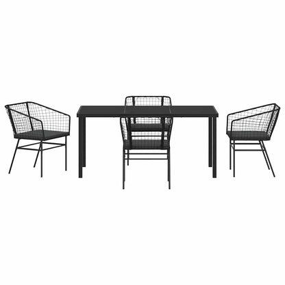 Garten Essgruppe 5 pcs Schwarz Poly-Rattan