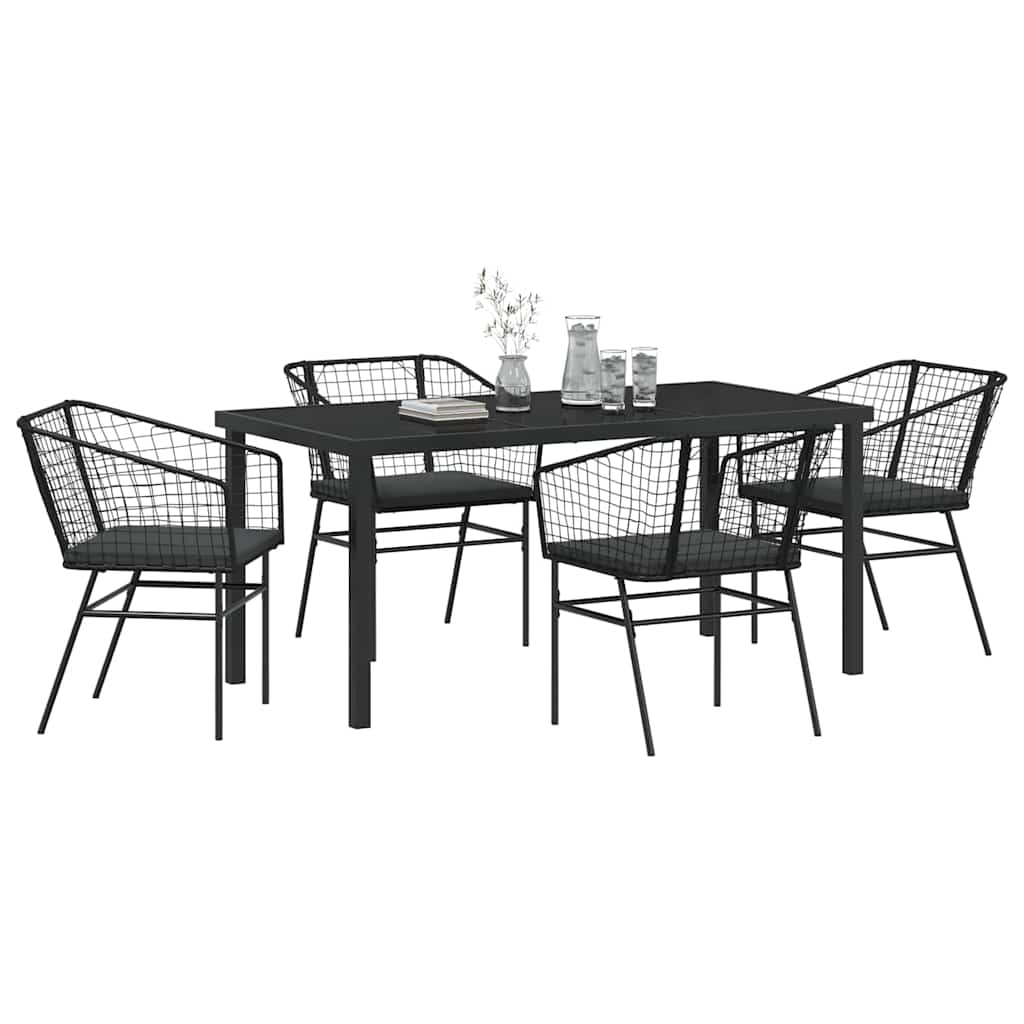 Garten Essgruppe 5 pcs Schwarz Poly-Rattan