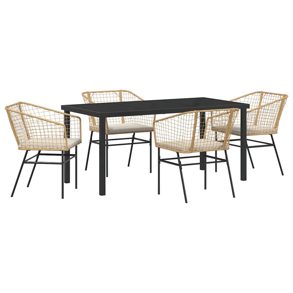 Garten Essgruppe 5 pcs Braun Poly-Rattan