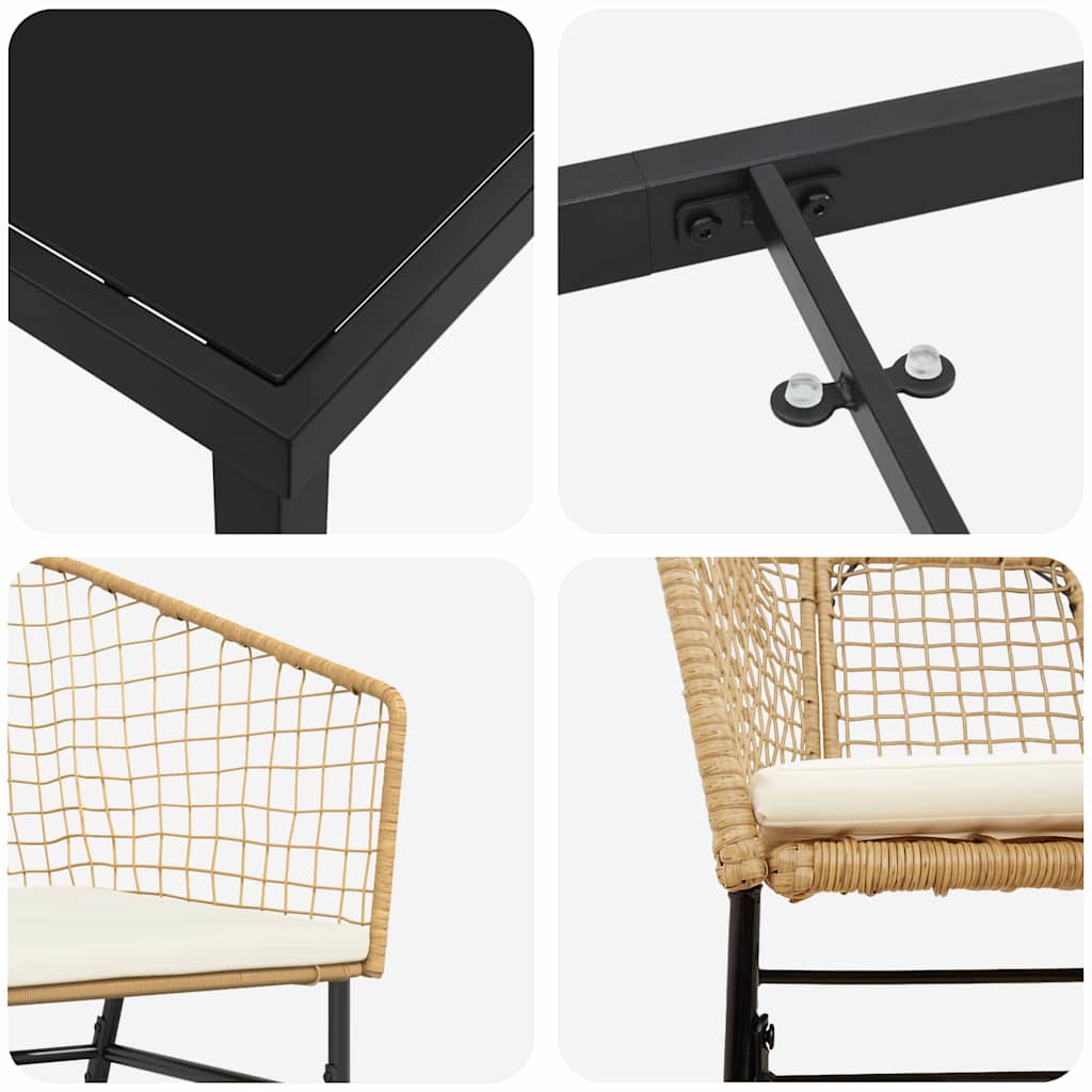 Garten Essgruppe 9 pcs Braun Poly-Rattan