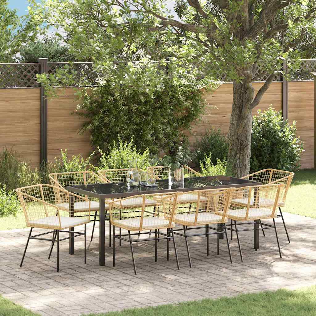 Garten Essgruppe 9 pcs Braun Poly-Rattan