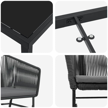 Garten Essgruppe 5 pcs Schwarz Pulverbeschichteter Stahl