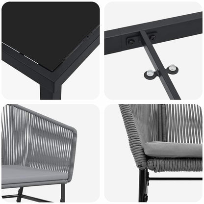 Garten Essgruppe 9 pcs Grau Pulverbeschichteter Stahl