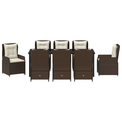 Garten Essgruppe 9 pcs Braun Poly-Rattan