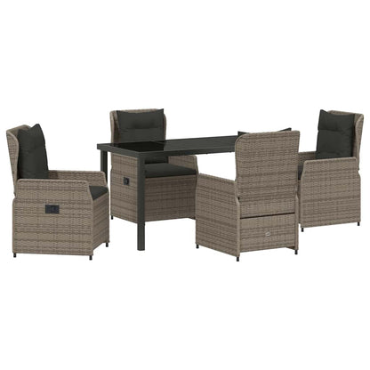 Garten Essgruppe 5 pcs Grau Poly-Rattan