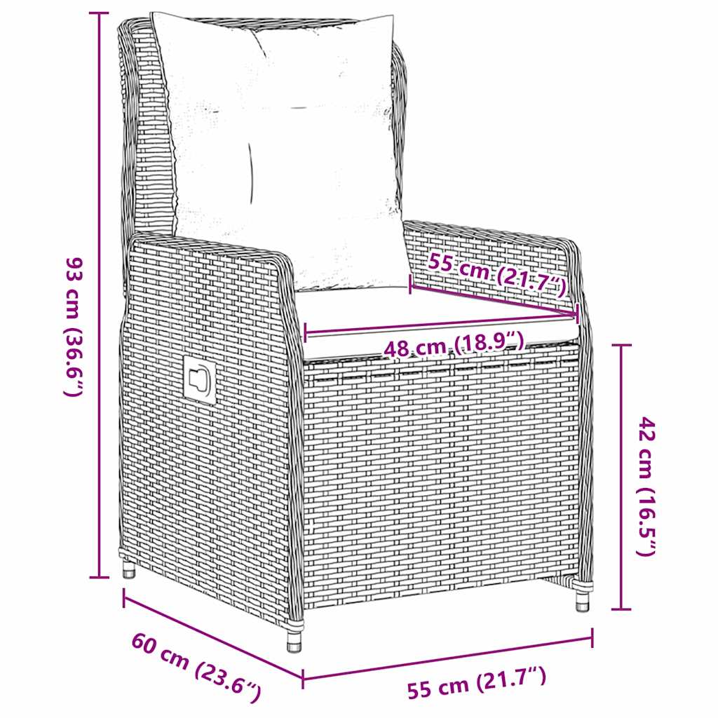Garten Essgruppe 5 pcs Grau Poly-Rattan