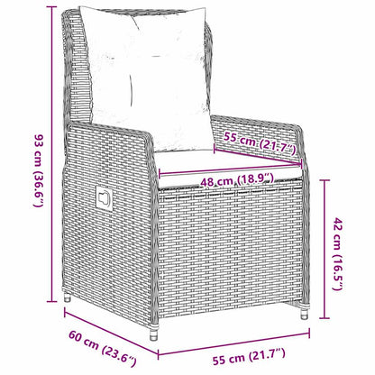 Garten Essgruppe 5 pcs Grau Poly-Rattan