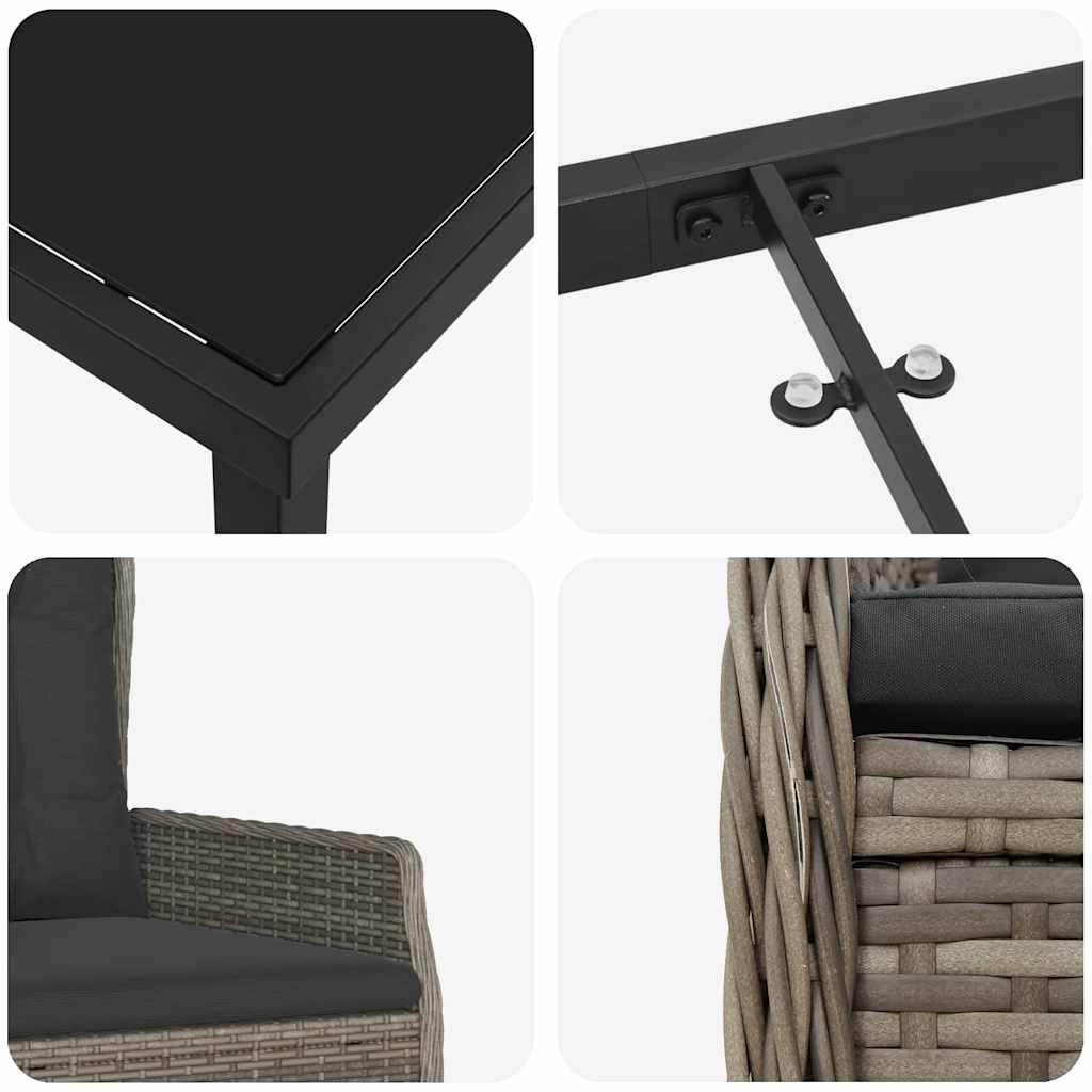 Garten Essgruppe 5 pcs Grau Poly-Rattan