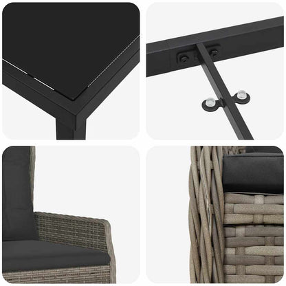 Garten Essgruppe 7 pcs Grau Poly-Rattan