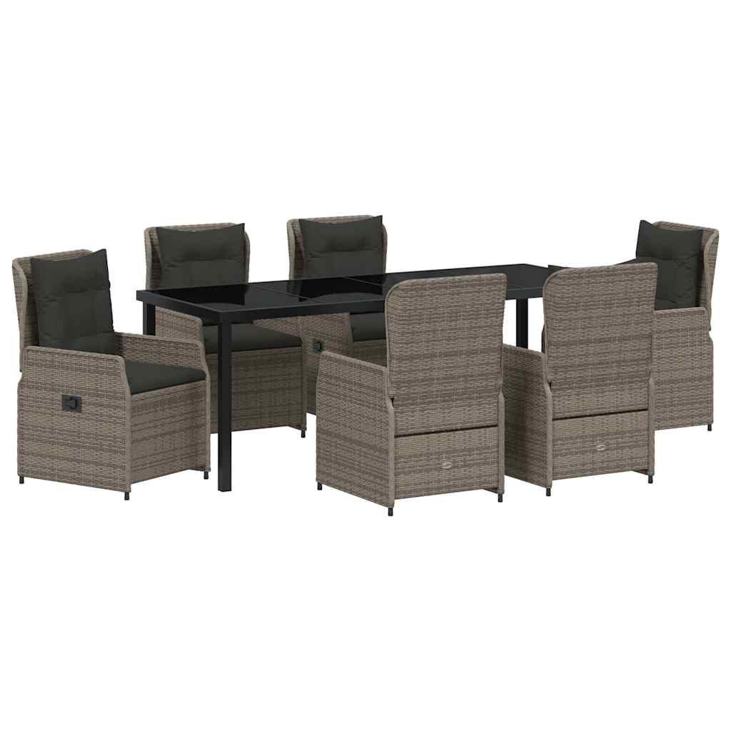 Garten Essgruppe 7 pcs Grau Poly-Rattan