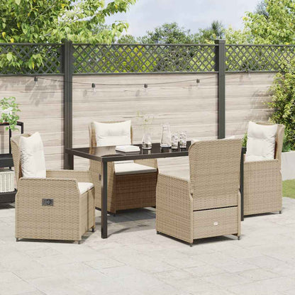 Garten Essgruppe 5 pcs Beige und Hellgrau Poly-Rattan