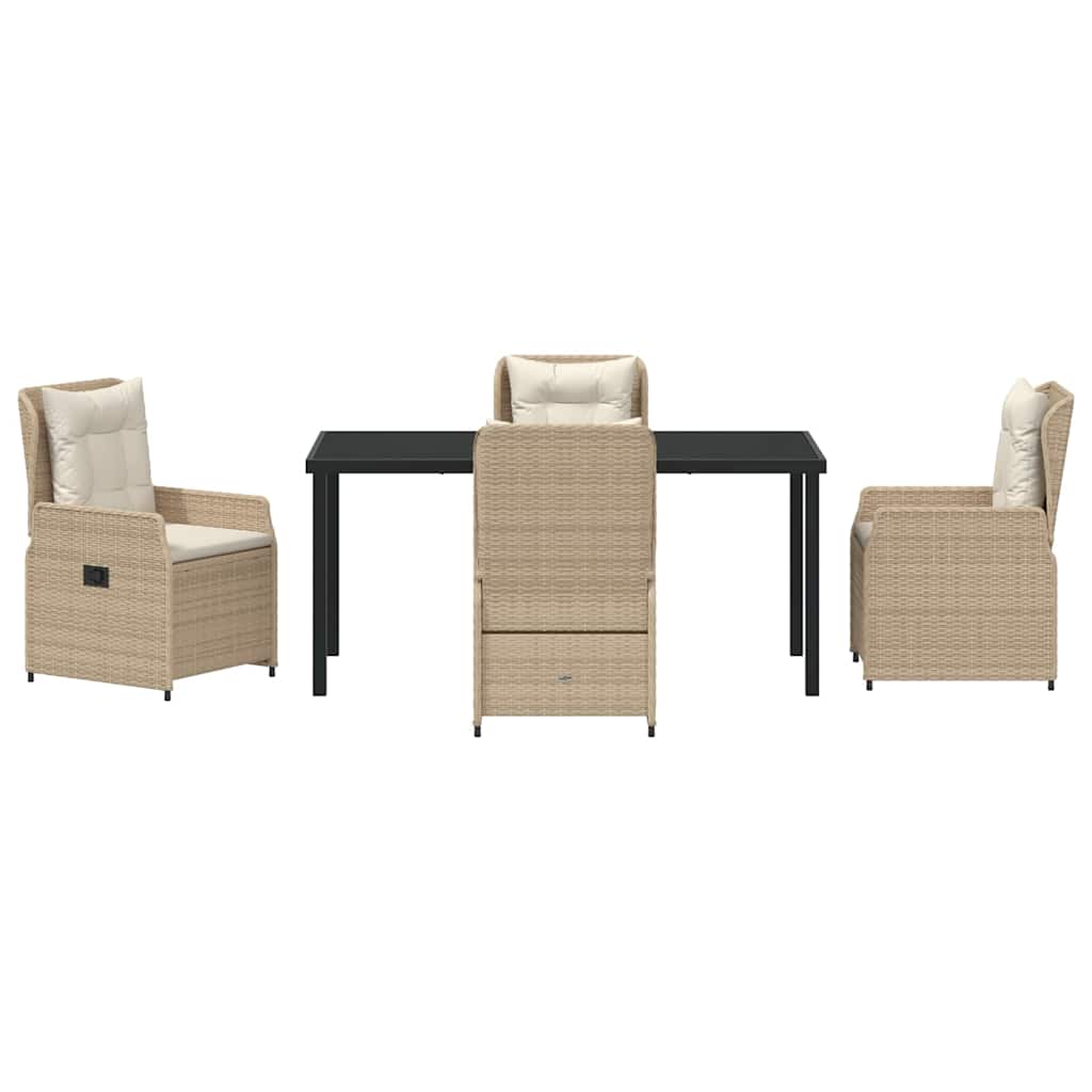 Garten Essgruppe 5 pcs Beige und Hellgrau Poly-Rattan