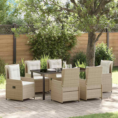 Garten Essgruppe 7 pcs Beige und Hellgrau Poly-Rattan