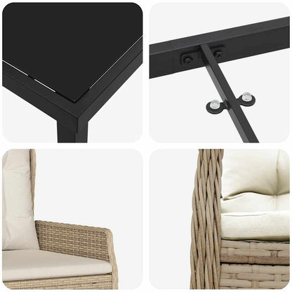 Garten Essgruppe 9 pcs Beige und Hellgrau Poly-Rattan