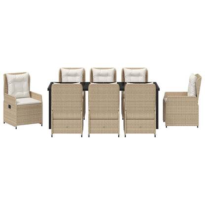 Garten Essgruppe 9 pcs Beige und Hellgrau Poly-Rattan