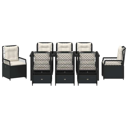 Garten Essgruppe 9 pcs Schwarz Poly-Rattan