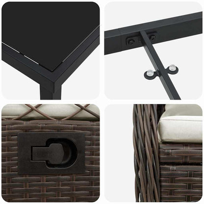 Garten Essgruppe 7 pcs Braun Poly-Rattan