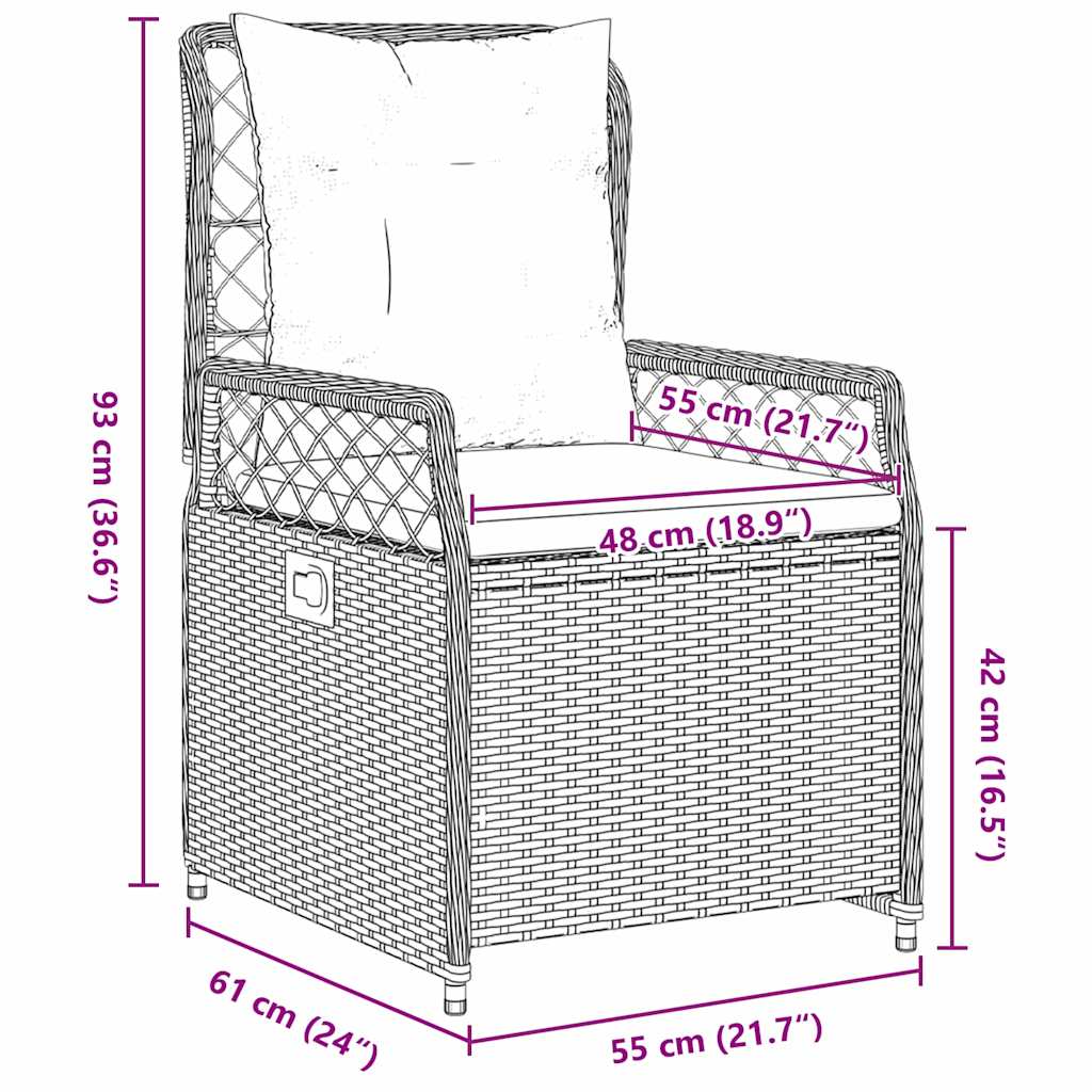 Garten Essgruppe 9 pcs Braun Poly-Rattan