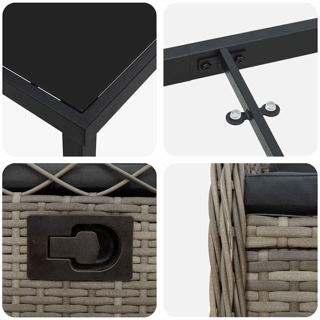 Garten Essgruppe 7 pcs Grau Poly-Rattan