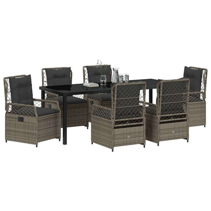 Garten Essgruppe 7 pcs Grau Poly-Rattan
