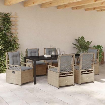 Garten Essgruppe 7 pcs Beige und Hellgrau Poly-Rattan