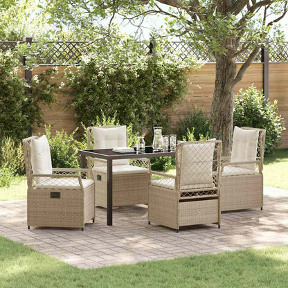 Garten Essgruppe 5 pcs Beige und Cremeweiß Poly-Rattan