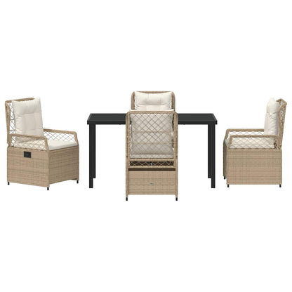 Garten Essgruppe 5 pcs Beige und Cremeweiß Poly-Rattan