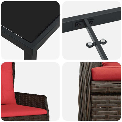 Garten Essgruppe 7 pcs Braun Poly Rattan