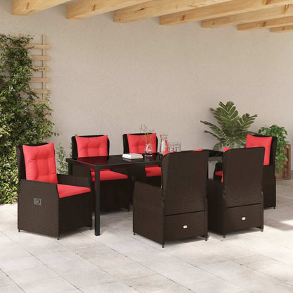 Garten Essgruppe 7 pcs Braun Poly Rattan
