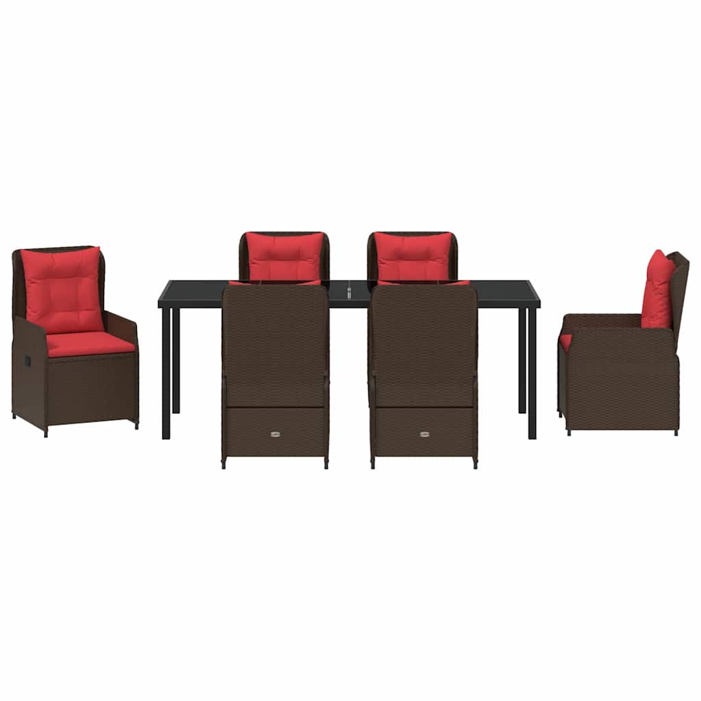 Garten Essgruppe 7 pcs Braun Poly Rattan